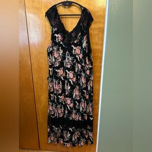 Torrid Floral Lace Black Maxi Dress
